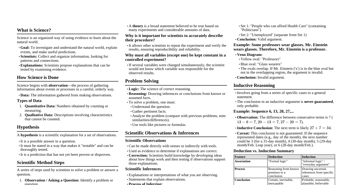 Scientific Method & Reasoning