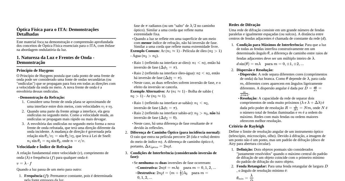 Óptica Física para o ITA