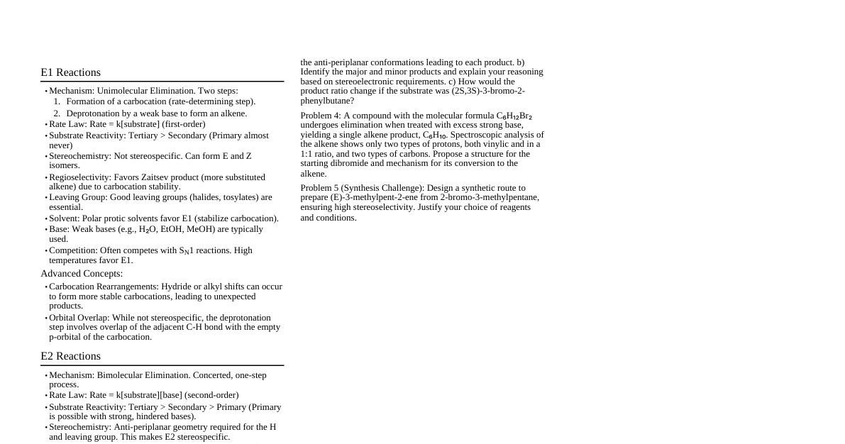 Elimination Reactions