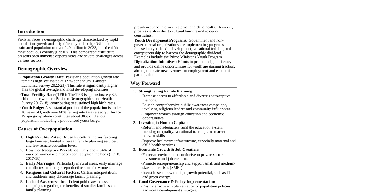 Overpopulation & Youth Bulge