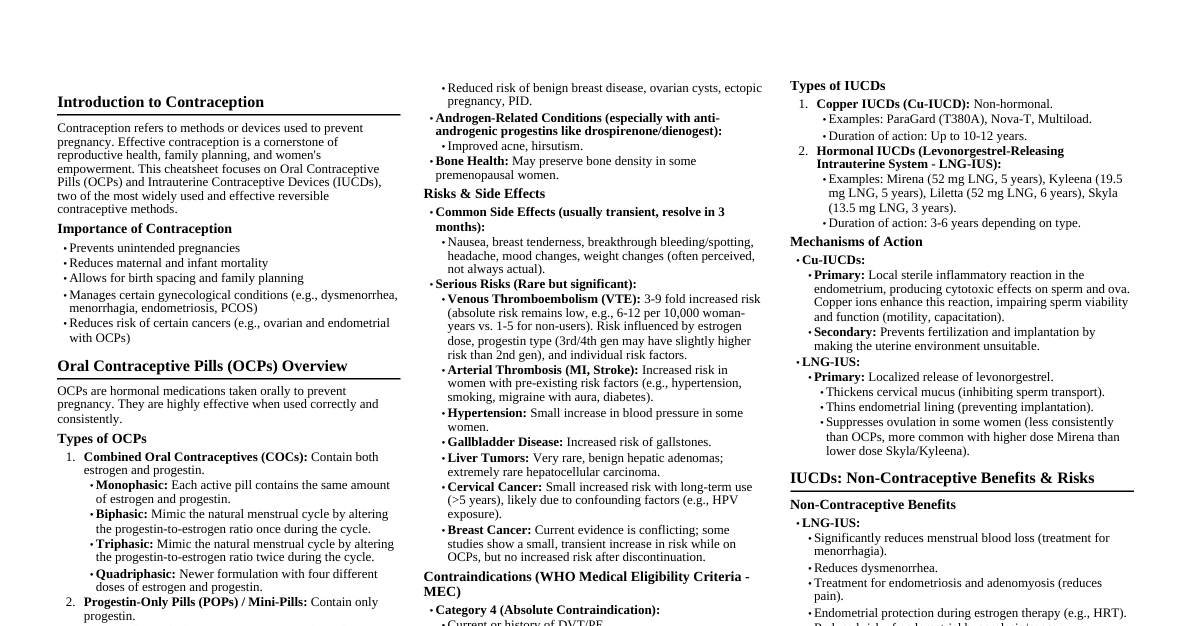 Contraceptives: OCP & IUD