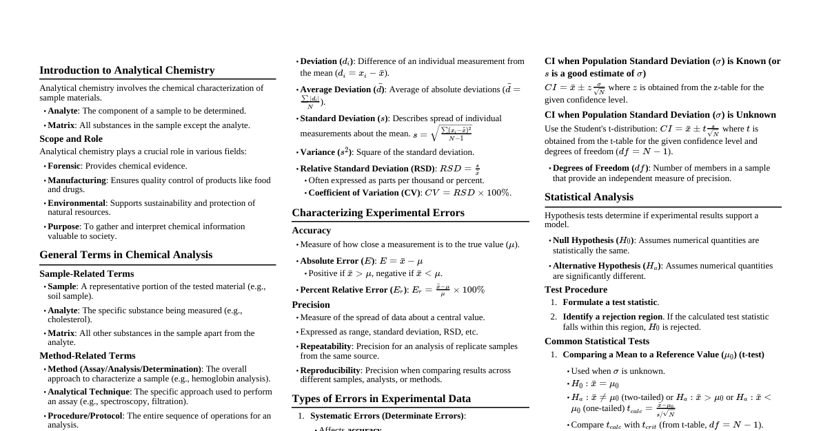 Analytical Chemistry Intro