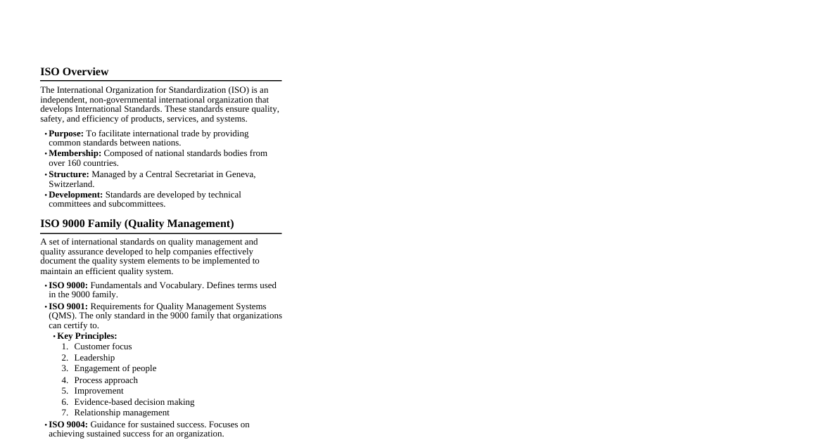 ISO Standards Cheatsheet