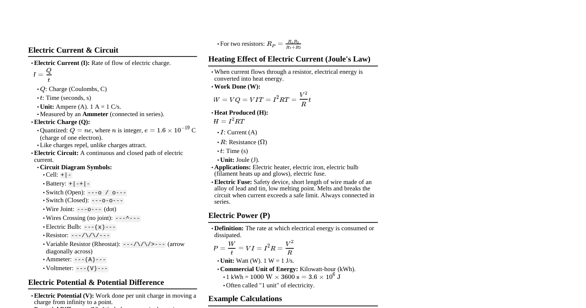 Class 10 Electricity