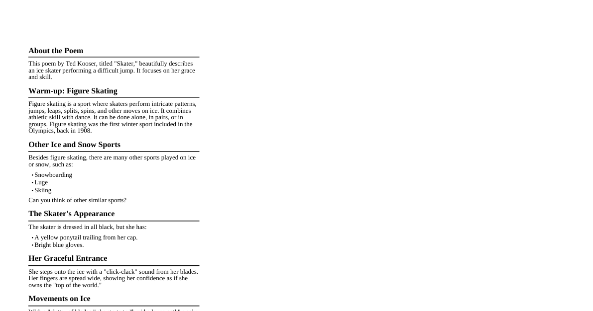 Skater Poem Analysis