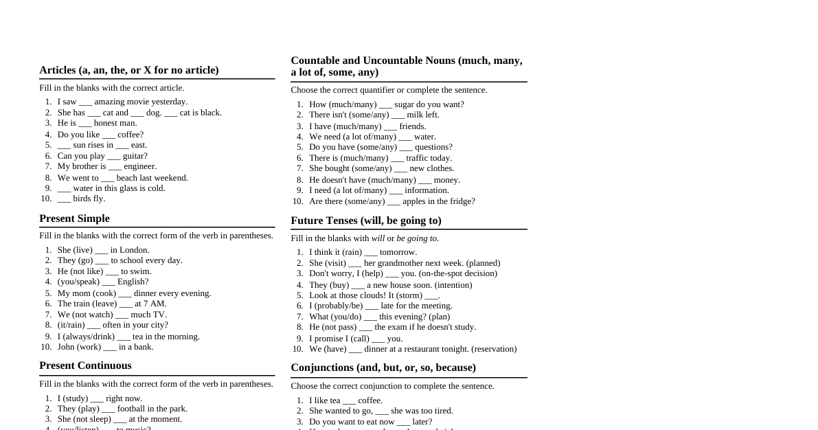 Beginner English Grammar Exc.