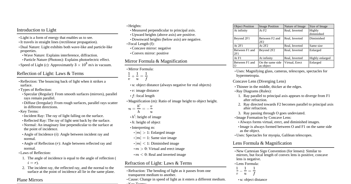 Light: Reflection & Refraction