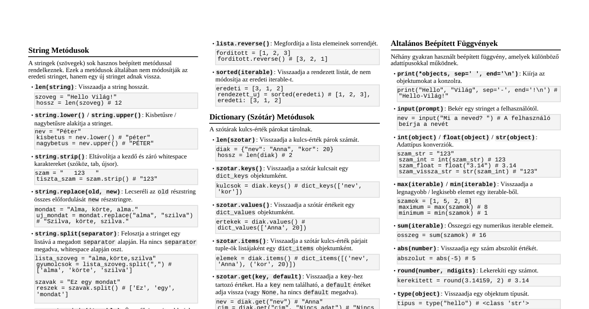 Python Metódusok