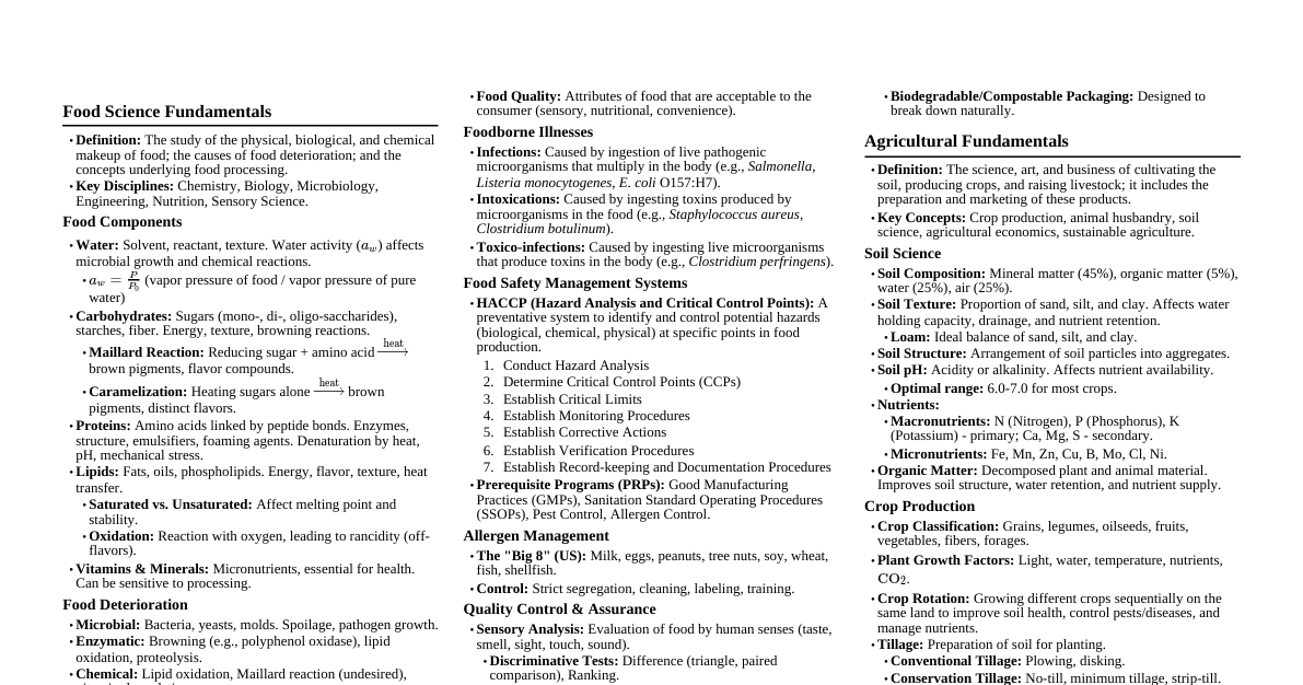 Food Sci, Tech, & Agriculture