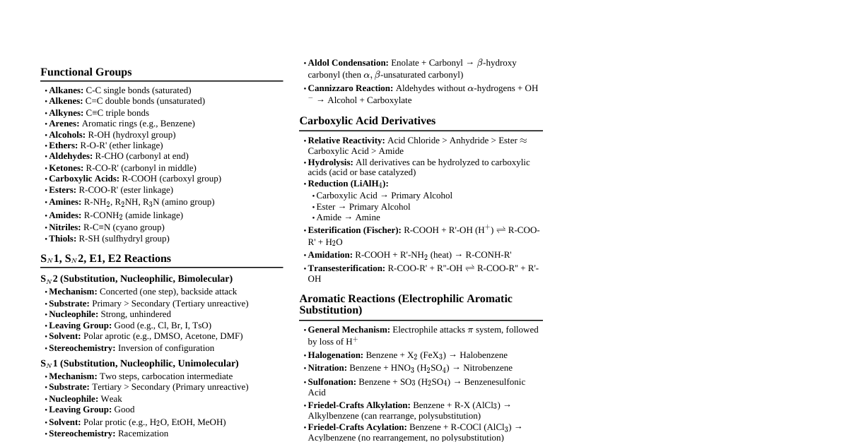 Organic Chemistry Reactions