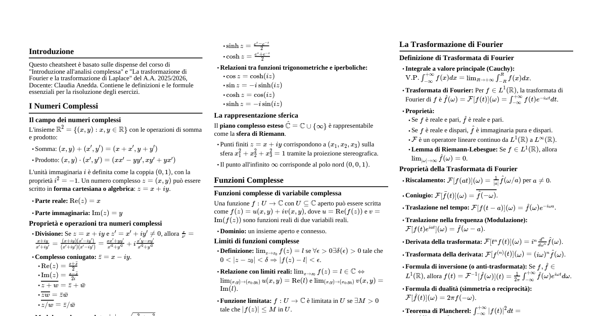 Analisi Complessa & Trasformat