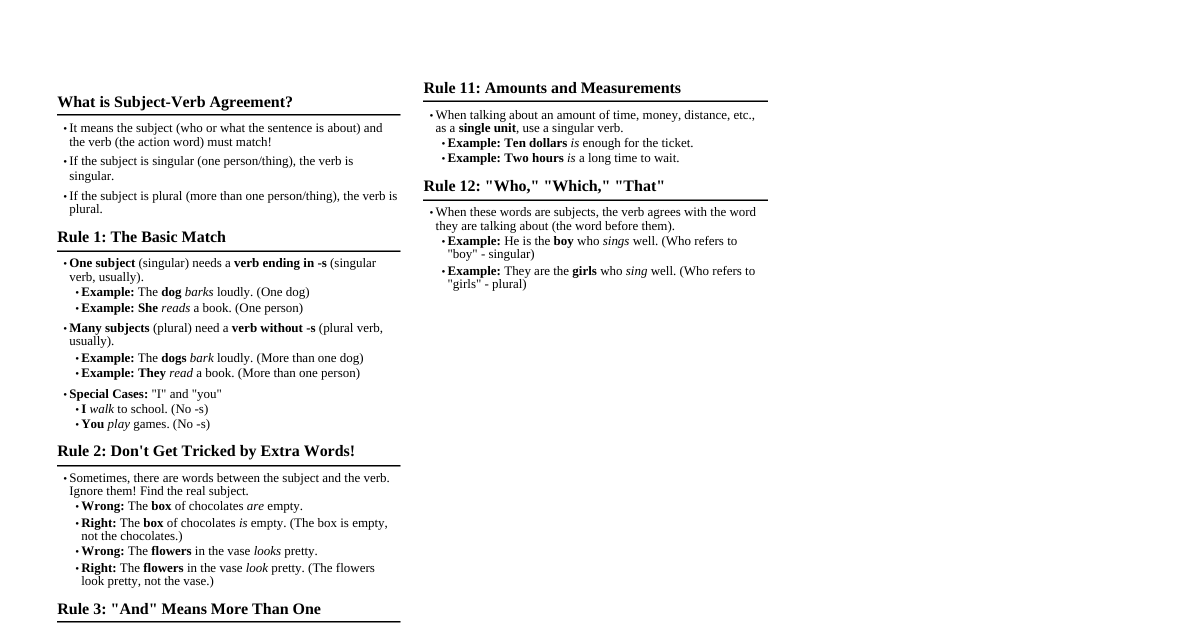 Subject-Verb Agreement