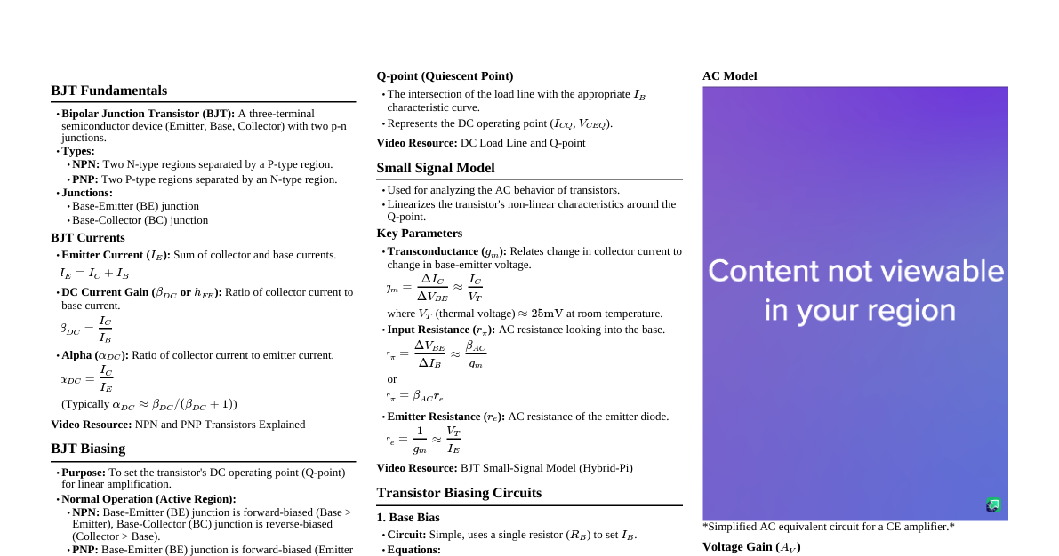 BJT Transistors & Amplifiers
