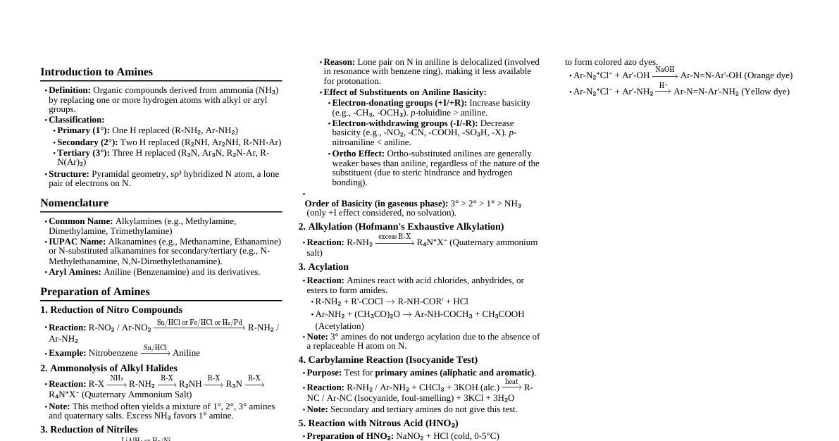 Amines (Class 12 & JEE)