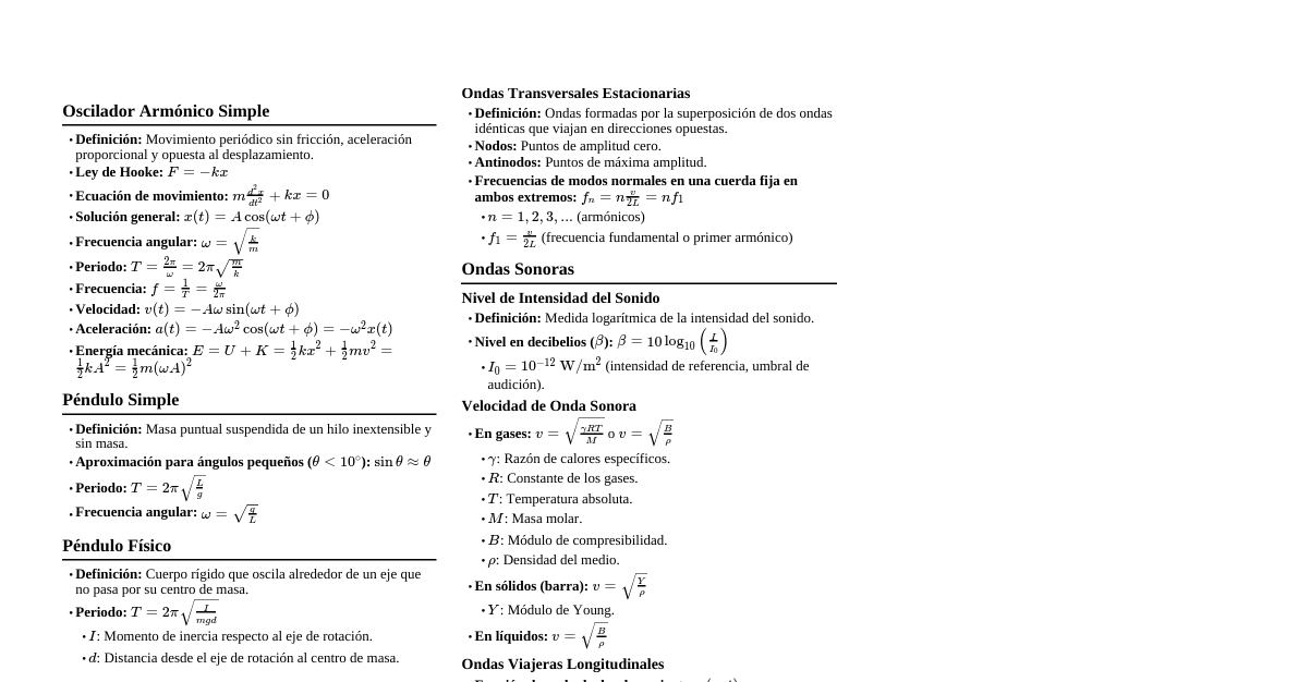 Movimiento Armónico y Ondas