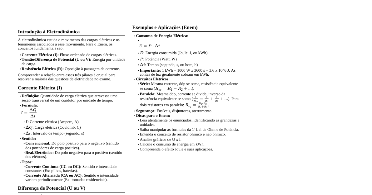 Eletrodinâmica Enem