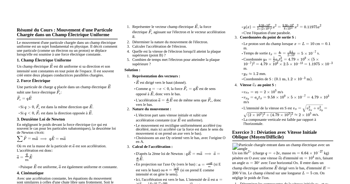 Mouvement particule chargée