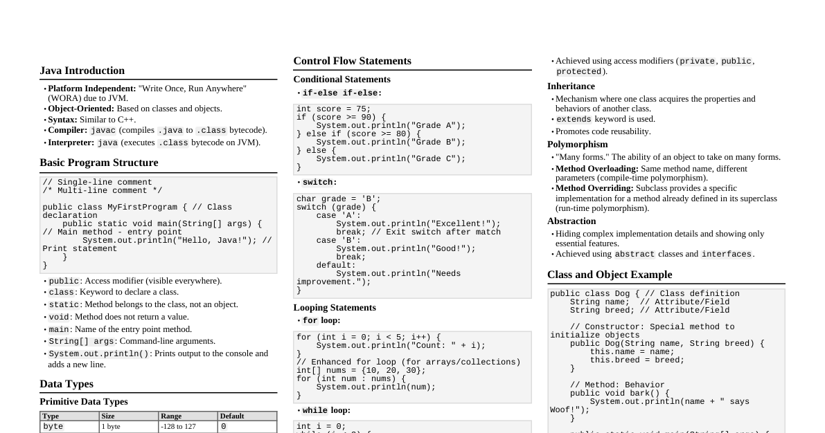 Java Basics (Class 12)