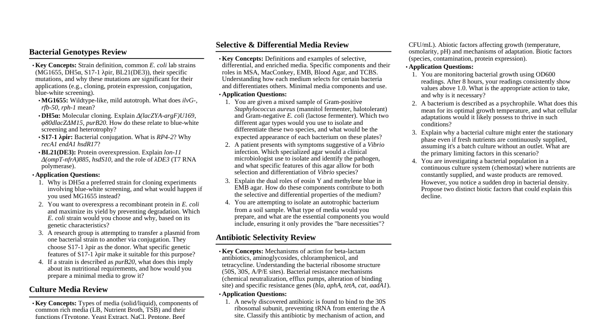 MBB 110.1 Lab Cheatsheet