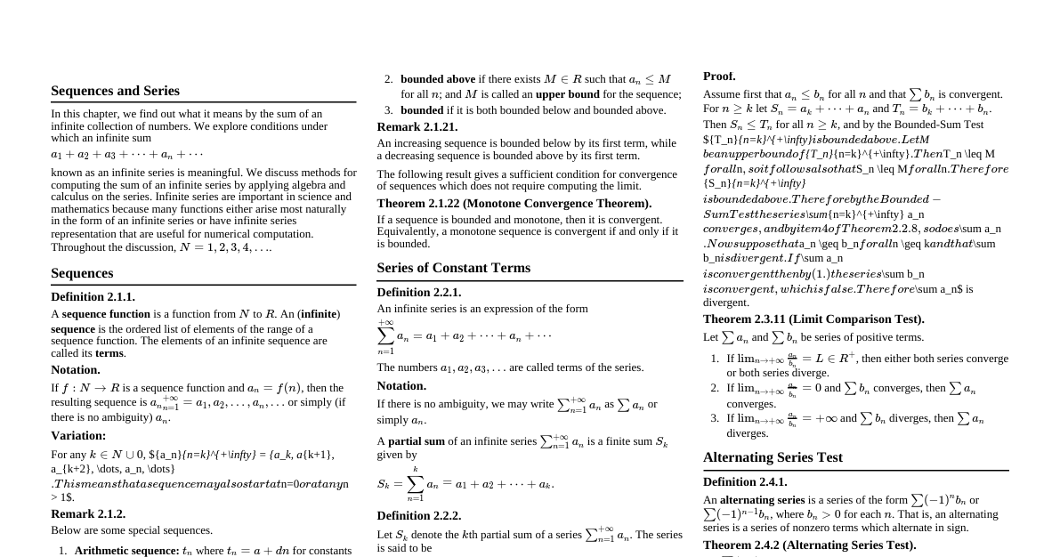 Sequences and Series