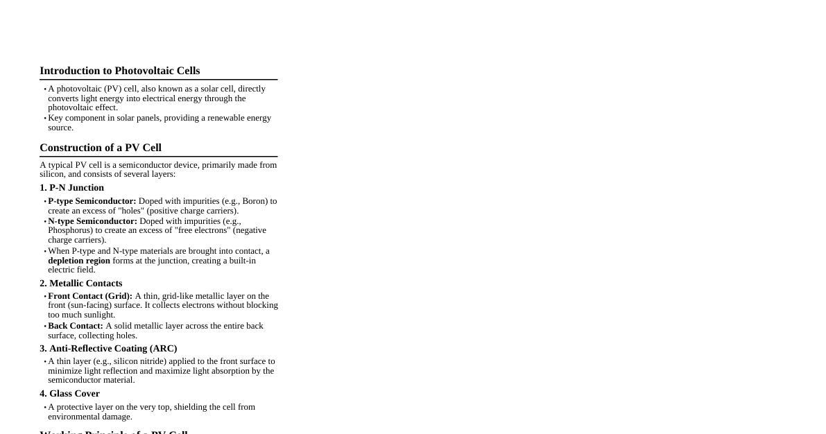 Photovoltaic Cell Basics