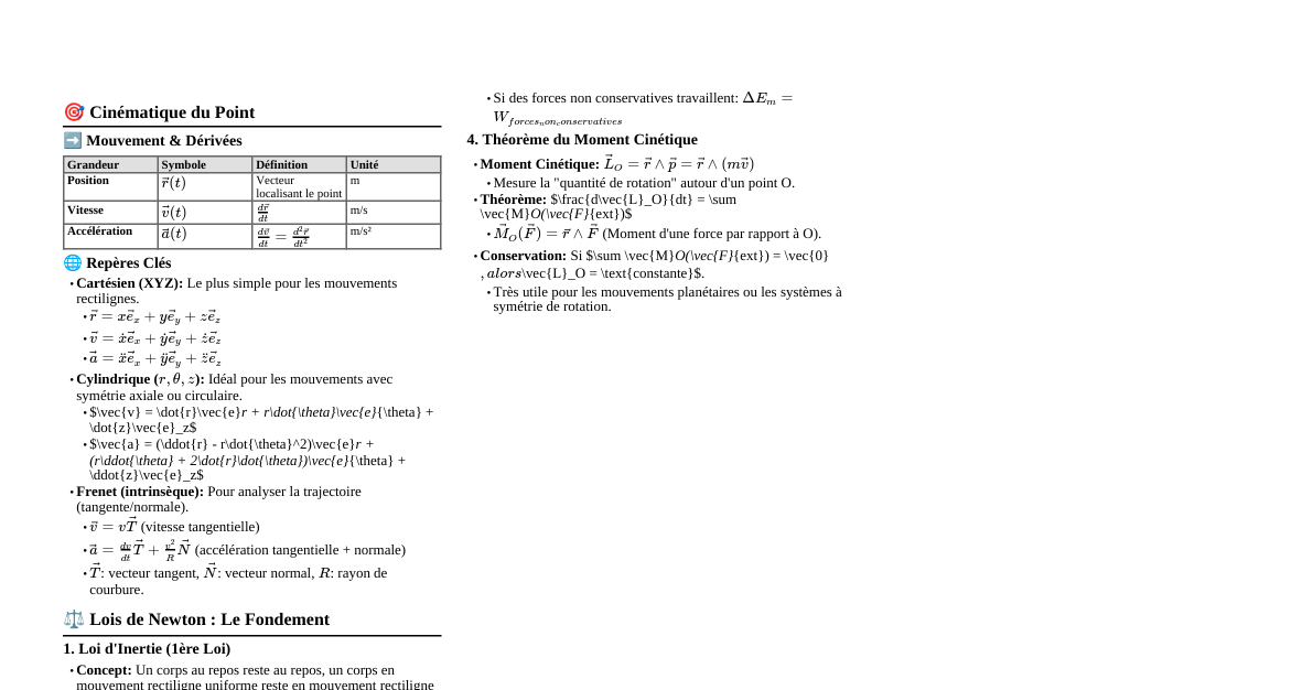 Mécanique & Lois de Newton