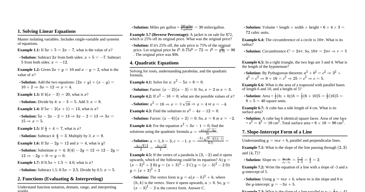 SAT Math Top 10 Questions