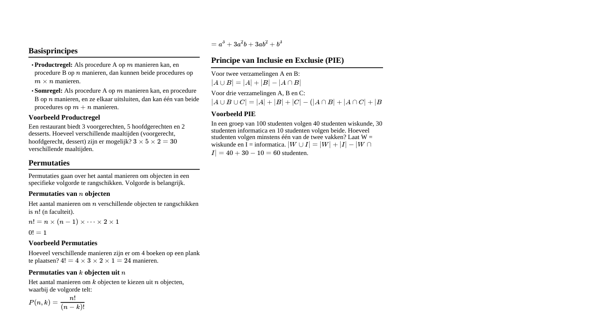 Combinatoriek Cheatsheet