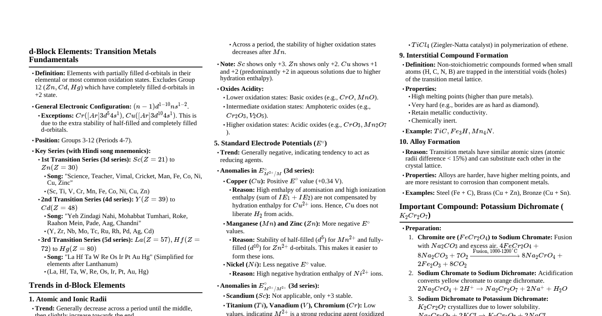 d- and f-Block Elements