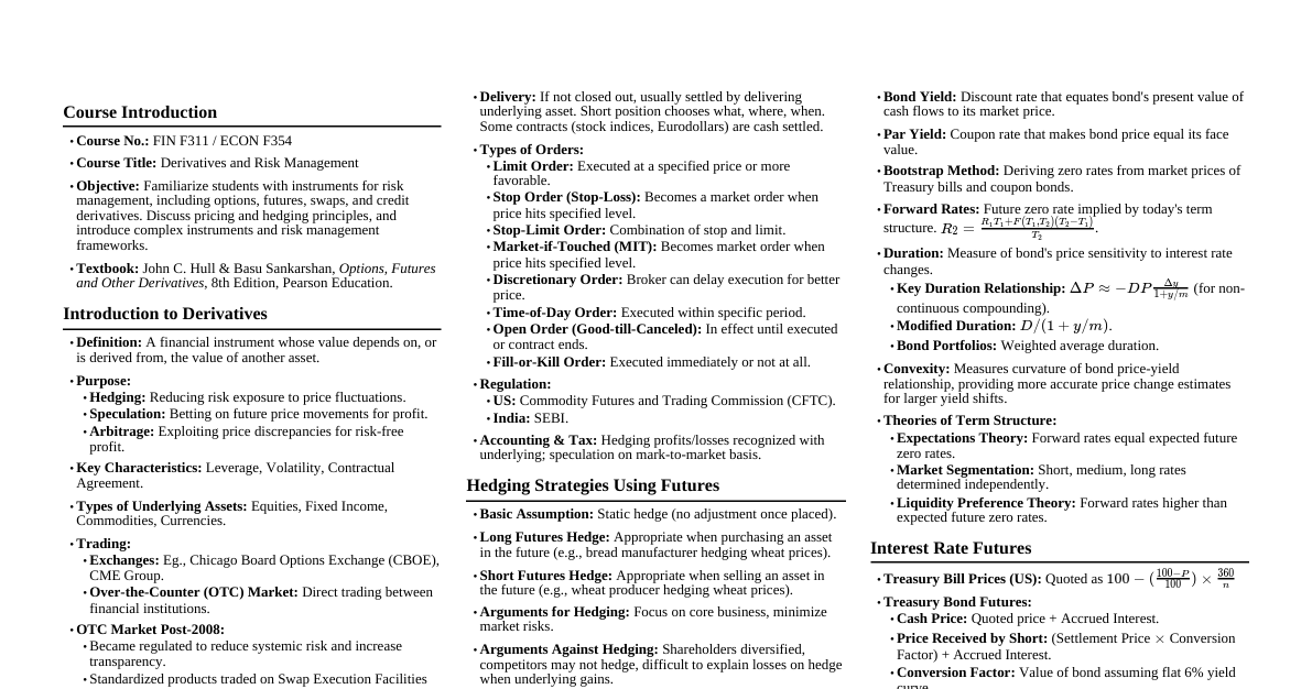 Derivatives & Risk Mgmt