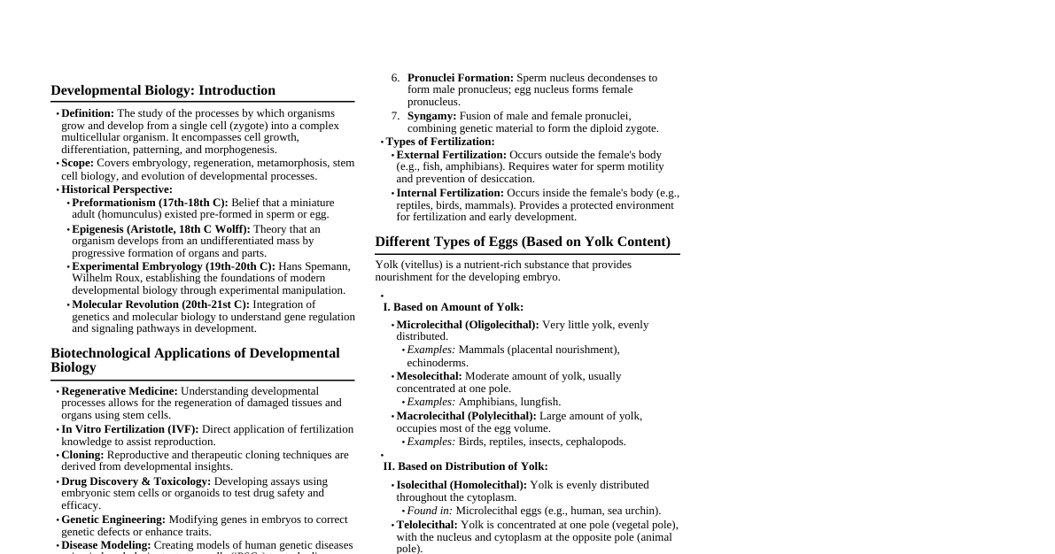 Developmental Biology Basics