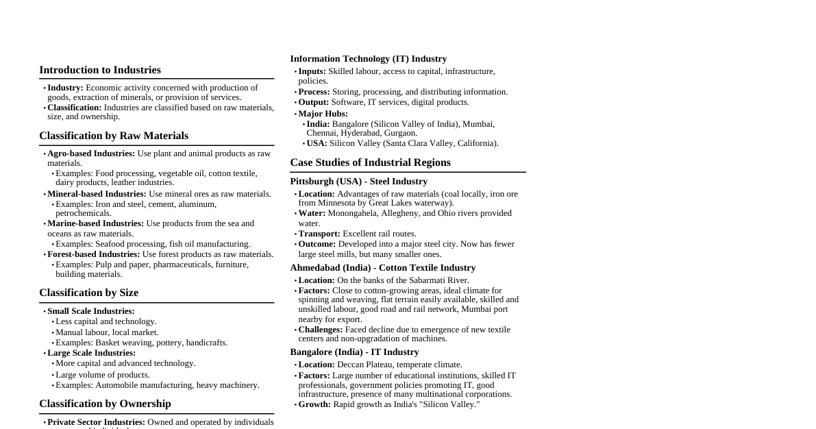 Industries (Grade 8 Geo)