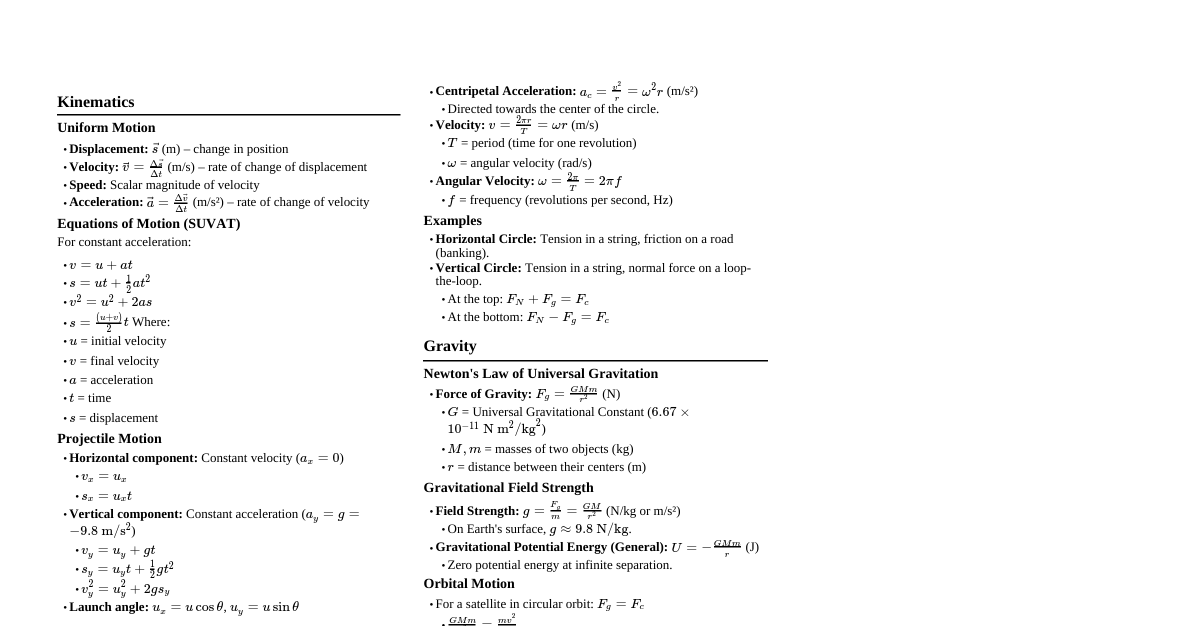 Mechanics (NSW Physics)