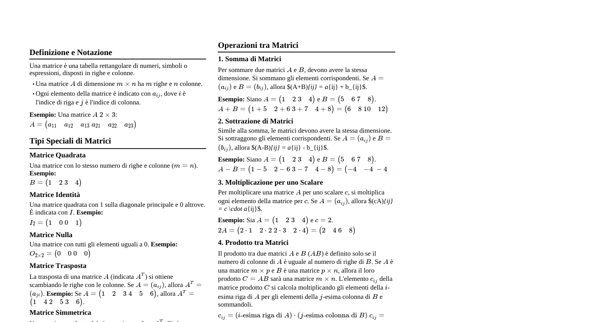 Matrici: Operazioni Base