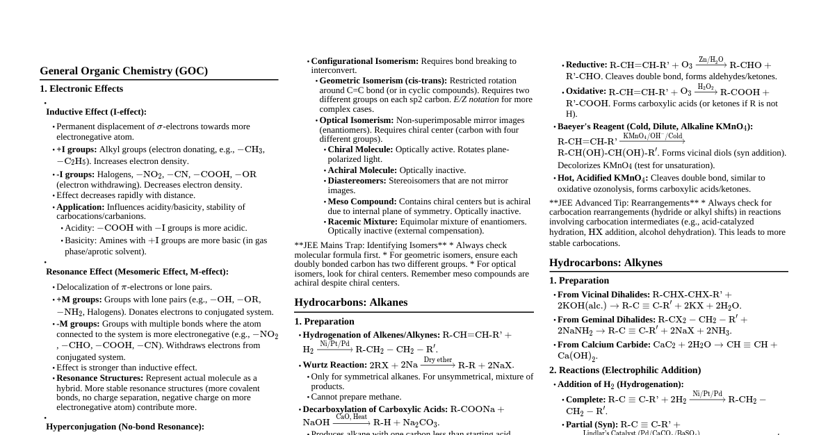 Org. Chem. 11: Hydrocarbons & 