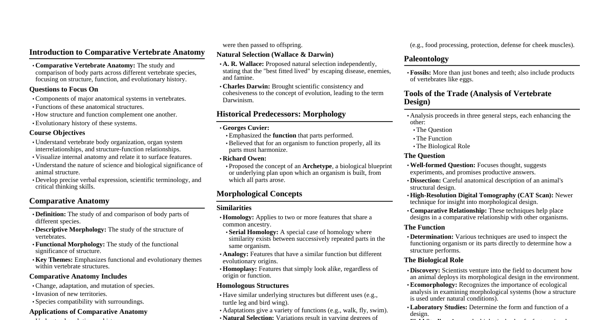 Comparative Vertebrate Anatomy