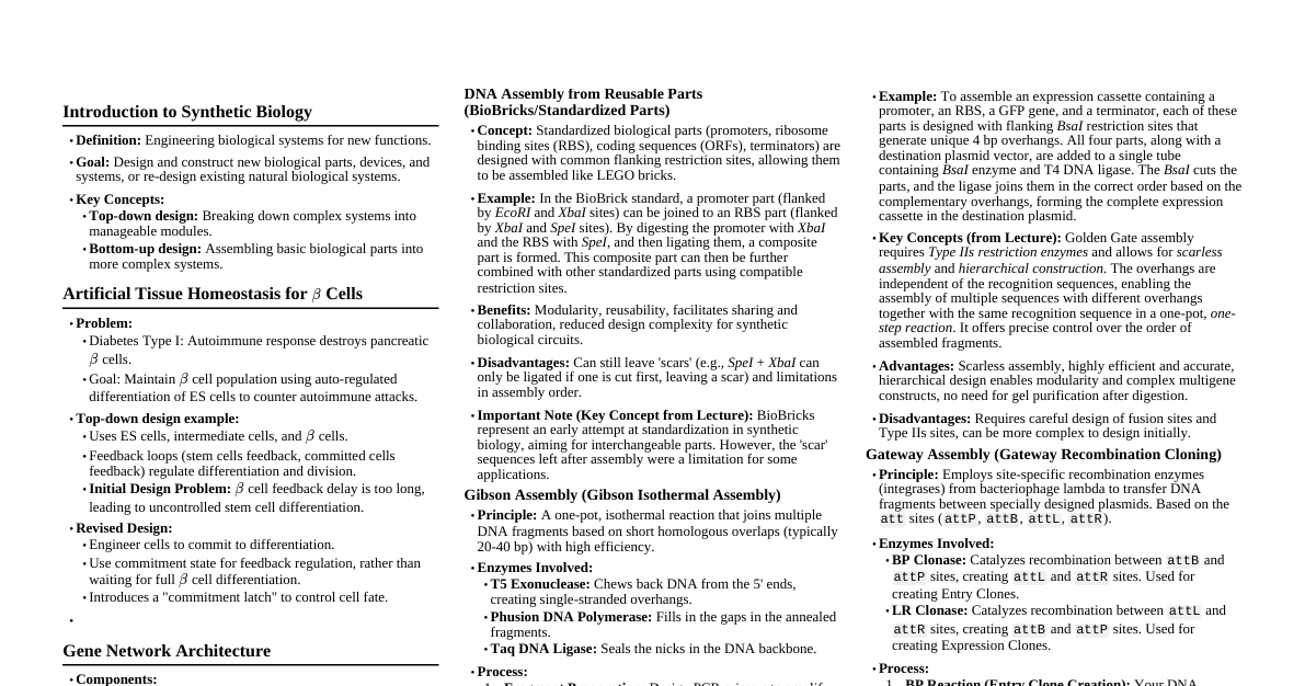 Synthetic Biology & DNA Assemb