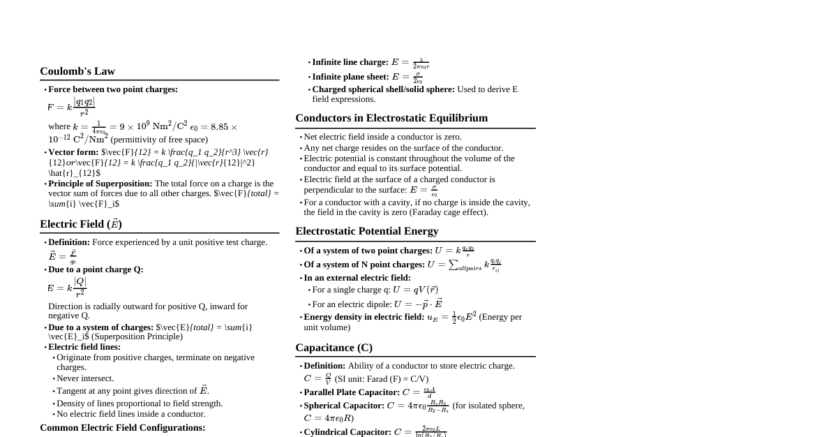 Electrostatics JEE Mains