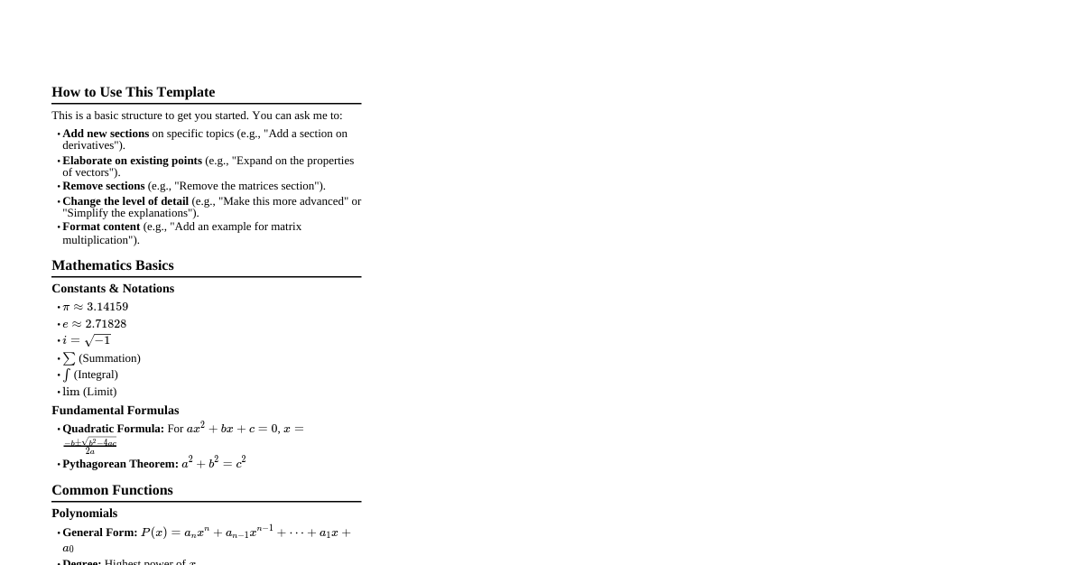 Basic Cheatsheet Template