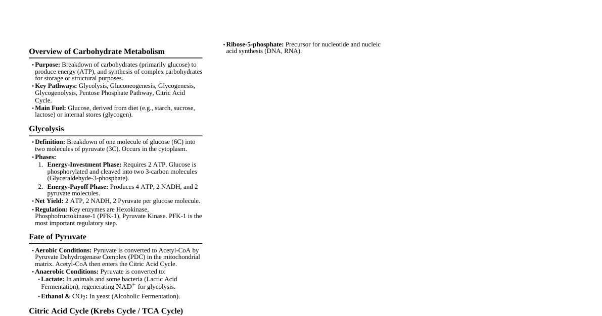 Carbohydrate Metabolism