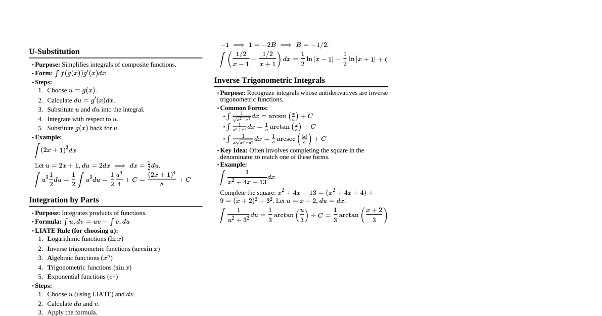 Integral Calculus Techniques