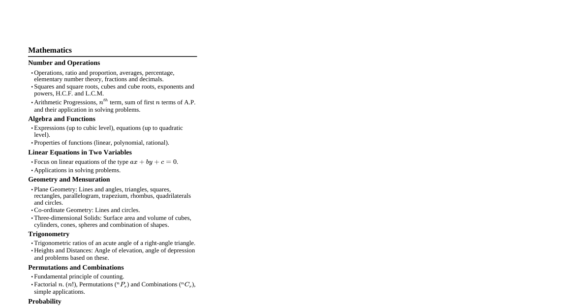 Mathematics & Physics Overview
