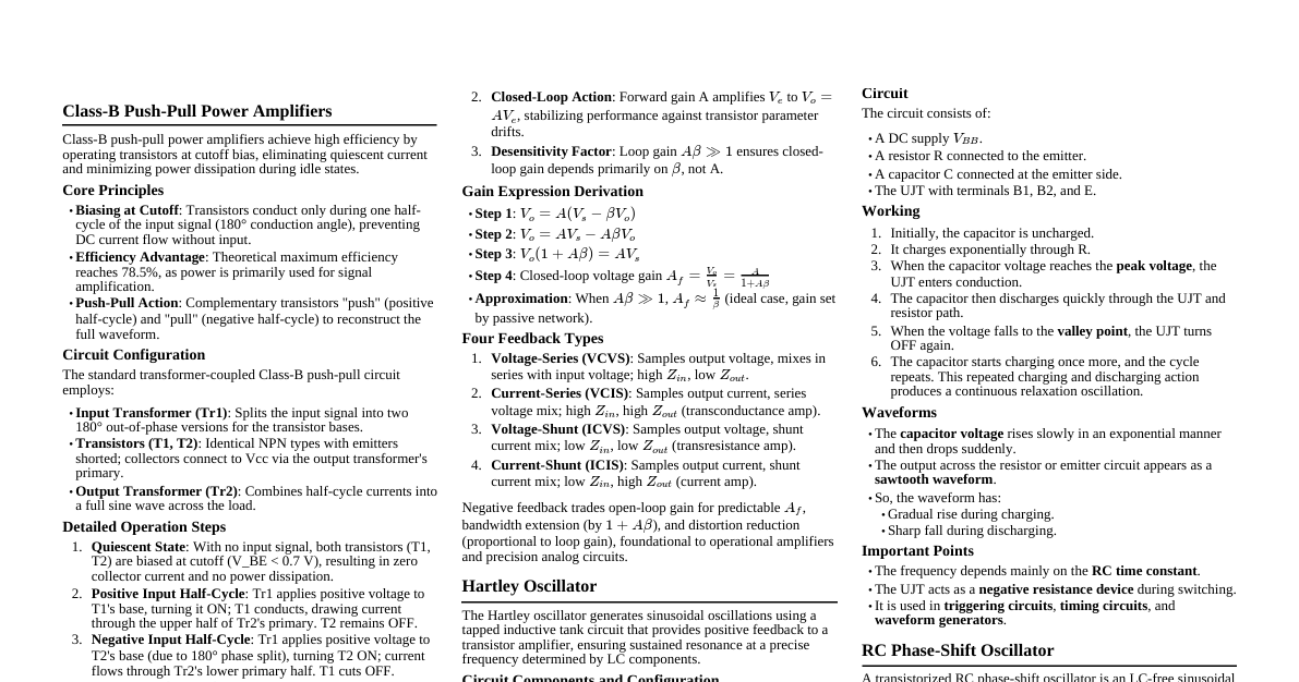Electronics Amplifiers & Oscil