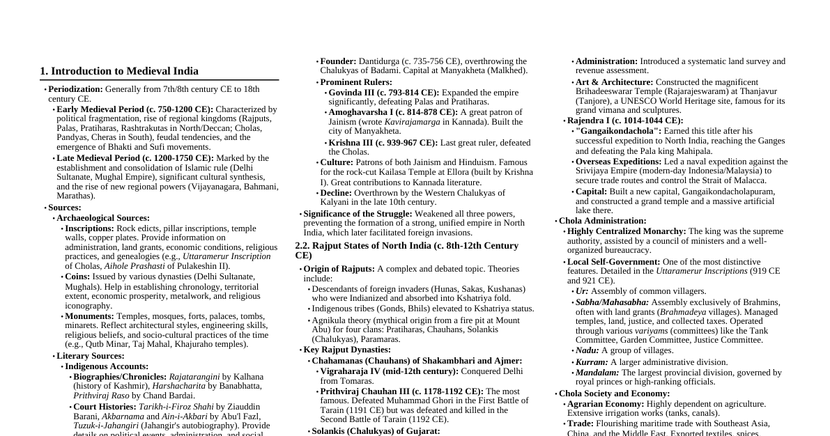 Medieval Indian History (UPSC)