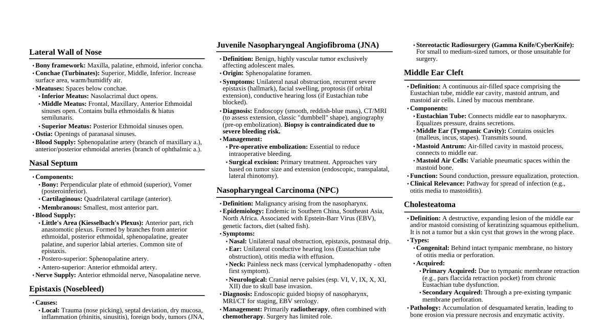 ENT Cheatsheet