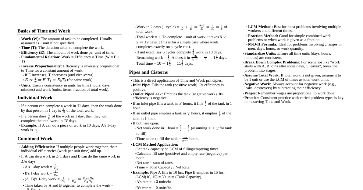 Time and Work Aptitude