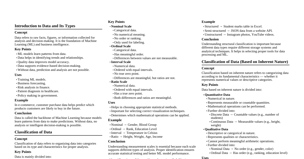 Data Concepts & Analysis (EDA)