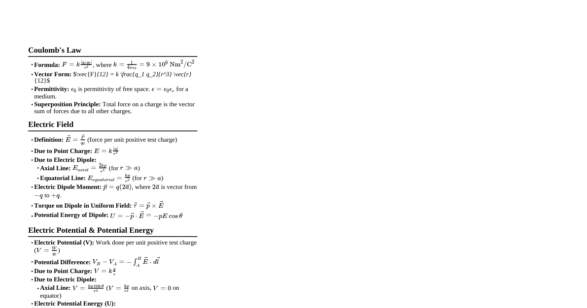 Electrostatics (CBSE 12)