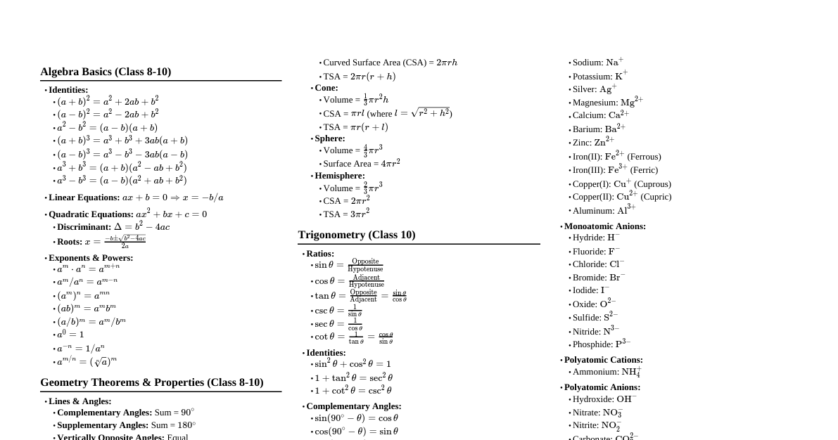 Math & Science Compendium