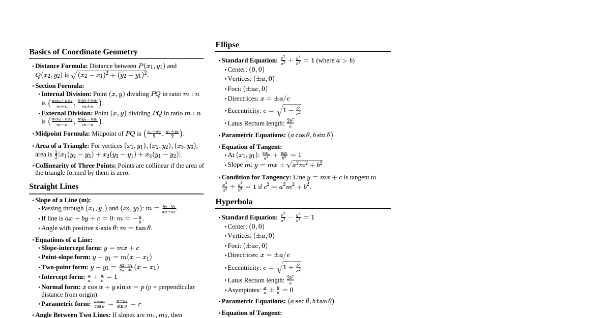 Coordinate Geometry JEE